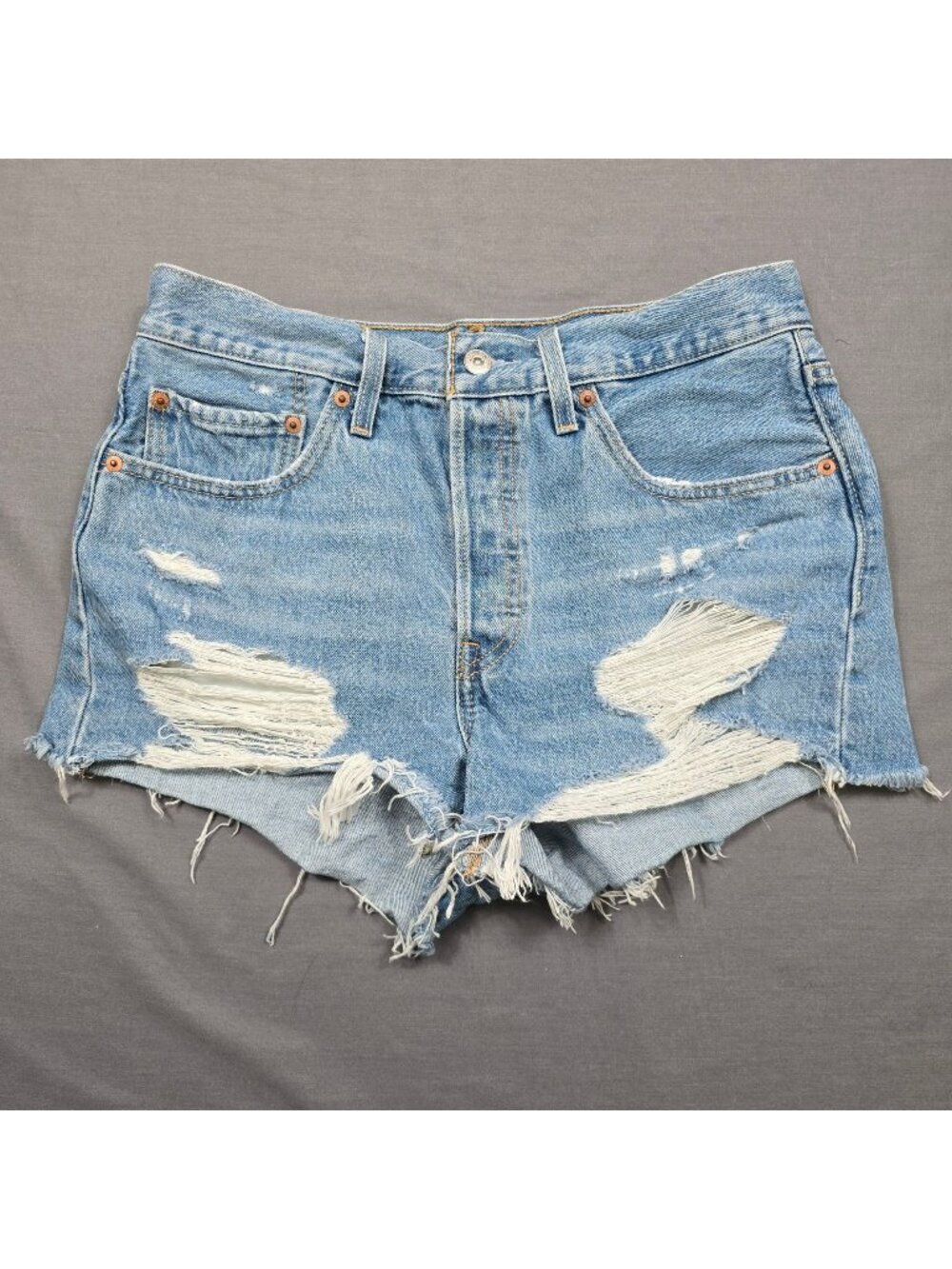 Levis 501 High-Waist Distressed Denim Shorts W30 Womens